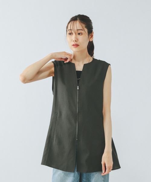 GLOBAL WORK（グローバルワーク）の「お手入れラクラクZIPベスト/499688（ベスト・レディース・ブラック/ブラウン/グレイッシュベージュ・LARGE/MEDIUM）」の6枚目の写真