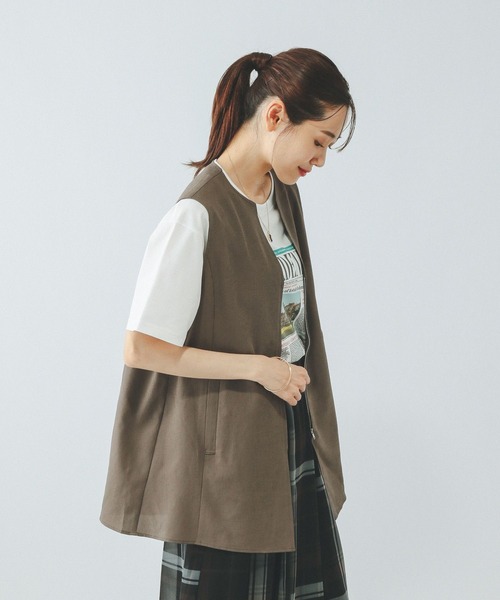 GLOBAL WORK（グローバルワーク）の「お手入れラクラクZIPベスト/499688（ベスト・レディース・ブラック/ブラウン/グレイッシュベージュ・LARGE/MEDIUM）」の12枚目の写真