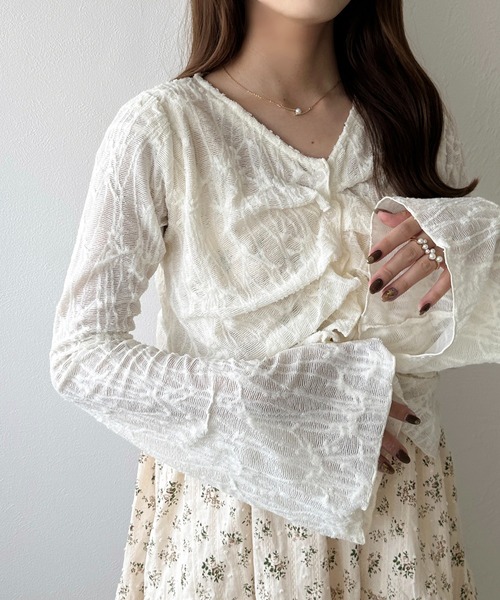 【美品】CLAIR （株）クレア 総レース7分袖 カーディガン ジャケット 美品】CLAIR （株）クレア 総レース7分袖 カーディガン ジャケット