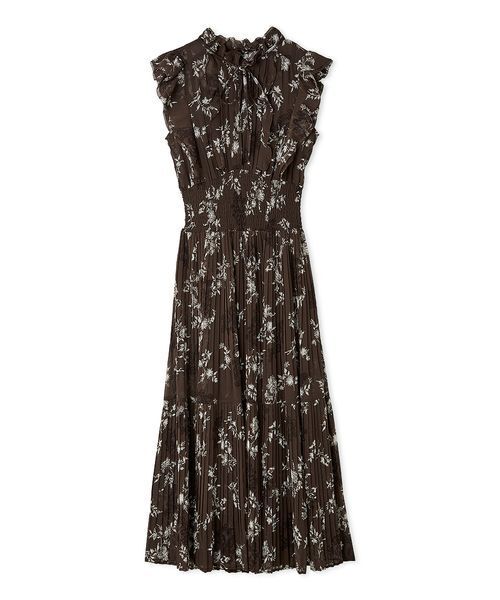 セール】【00サイズあり】プリントプリーツシャーリングワンピース