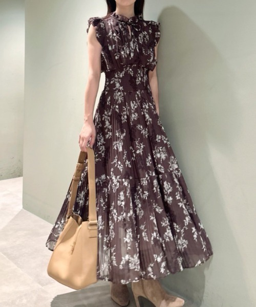 00サイズあり】プリントプリーツシャーリングワンピース（ワンピース