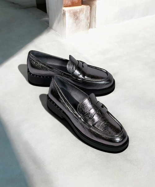 ASH（アッシュ）の「ASH/アッシュ【WHISPER】グロッシーレザーコインローファー 3.5cmヒール 厚底ローファー（ローファー・レディース・ボルドー/ガンメタ・39/38/37/36/35）」の5枚目の写真