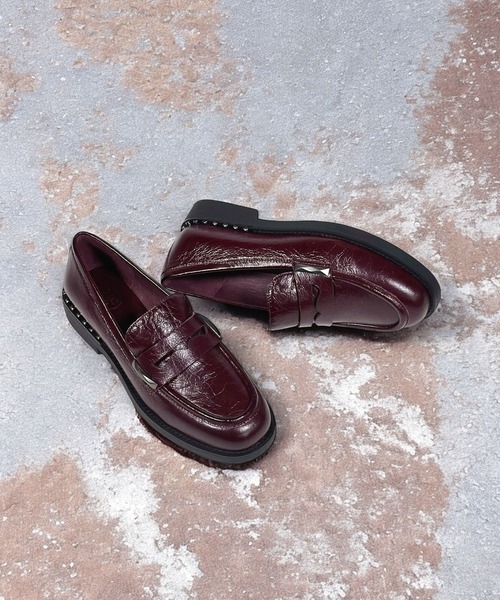 ASH（アッシュ）の「ASH/アッシュ【WHISPER】グロッシーレザーコインローファー 3.5cmヒール 厚底ローファー（ローファー・レディース・ボルドー/ガンメタ・39/38/37/36/35）」の10枚目の写真