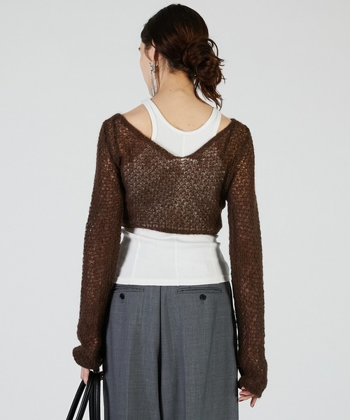 PRANK PROJECT（プランクプロジェクト）の「モヘアメッシュショートカーデ / Mohair Mesh Short Cardigan（カーディガン/ボレロ・レディース・グレー/ホワイト/ブラウン・FREE）」の14枚目の写真