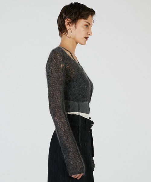 PRANK PROJECT（プランクプロジェクト）の「モヘアメッシュショートカーデ / Mohair Mesh Short Cardigan（カーディガン/ボレロ・レディース・グレー/ホワイト/ブラウン・FREE）」の19枚目の写真