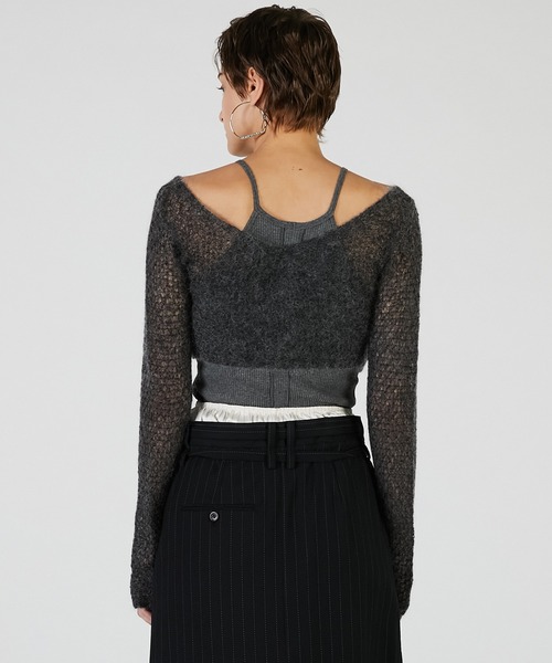 PRANK PROJECT（プランクプロジェクト）の「モヘアメッシュショートカーデ / Mohair Mesh Short Cardigan（カーディガン/ボレロ・レディース・グレー/ホワイト/ブラウン・FREE）」の18枚目の写真