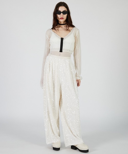 PRANK PROJECT（プランクプロジェクト）の「モヘアメッシュショートカーデ / Mohair Mesh Short Cardigan（カーディガン/ボレロ・レディース・グレー/ホワイト/ブラウン・FREE）」の4枚目の写真