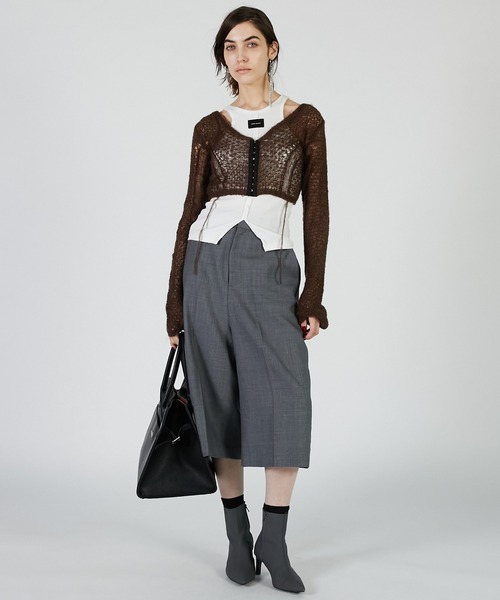 PRANK PROJECT（プランクプロジェクト）の「モヘアメッシュショートカーデ / Mohair Mesh Short Cardigan（カーディガン/ボレロ・レディース・グレー/ホワイト/ブラウン・FREE）」の5枚目の写真
