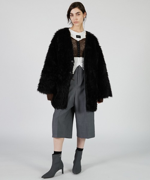 PRANK PROJECT（プランクプロジェクト）の「モヘアメッシュショートカーデ / Mohair Mesh Short Cardigan（カーディガン/ボレロ・レディース・グレー/ホワイト/ブラウン・FREE）」の6枚目の写真