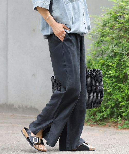 JOURNAL STANDARD relume(ジャーナルスタンダード レリューム)の「《一部WEB限定追加5》麻スリットイージーパンツ(その他パンツ・レディース・ブルー/ブラック/ライトブルー/ブラウン/ピンク/ベージュ/オレンジ・36/38)」の12枚目の写真