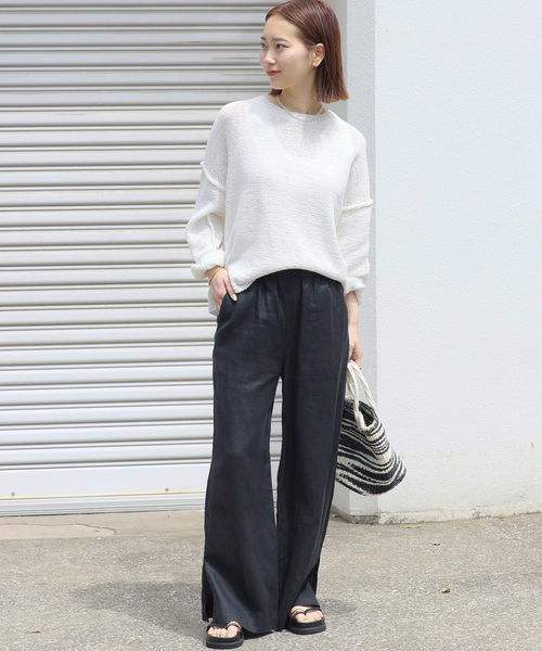 JOURNAL STANDARD relume(ジャーナルスタンダード レリューム)の「《一部WEB限定追加5》麻スリットイージーパンツ(その他パンツ・レディース・ブルー/ブラック/ライトブルー/ブラウン/ピンク/ベージュ/オレンジ・36/38)」の14枚目の写真