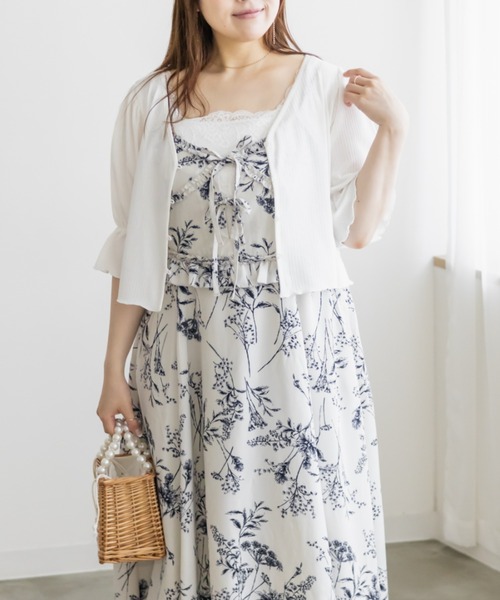 CLETTE(クレット)の「花柄フリルキャミワンピース(ワンピース・レディース・オフホワイト/グレー・4L/3L/LL)」の6枚目の写真