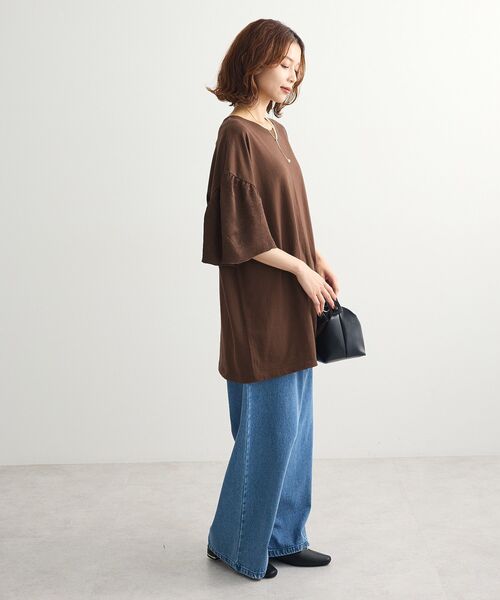 Green　Parks（グリーンパークス）の「袖サテンドッキングチュニック（チュニック・レディース・ブラウン/アイボリー/カーキ/ブラック・FREE）」の6枚目の写真