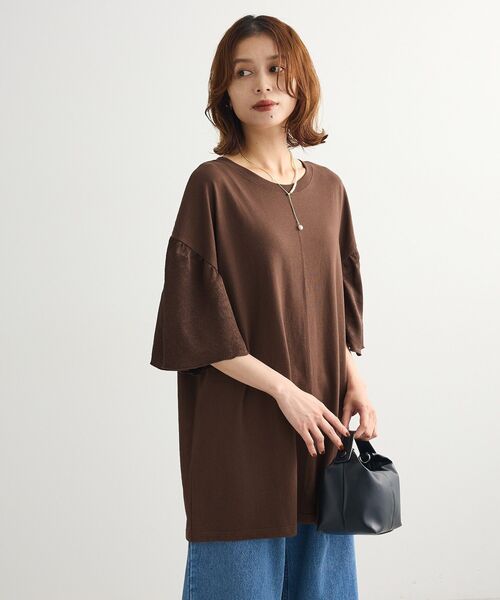Green　Parks（グリーンパークス）の「袖サテンドッキングチュニック（チュニック・レディース・ブラウン/アイボリー/カーキ/ブラック・FREE）」の8枚目の写真