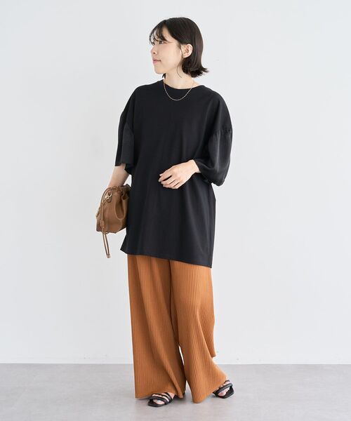 Green　Parks（グリーンパークス）の「袖サテンドッキングチュニック（チュニック・レディース・ブラウン/アイボリー/カーキ/ブラック・FREE）」の11枚目の写真