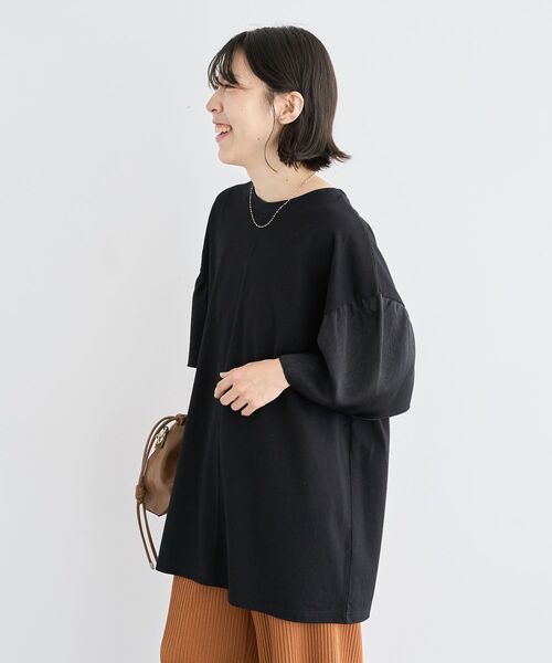 Green　Parks（グリーンパークス）の「袖サテンドッキングチュニック（チュニック・レディース・ブラウン/アイボリー/カーキ/ブラック・FREE）」の13枚目の写真