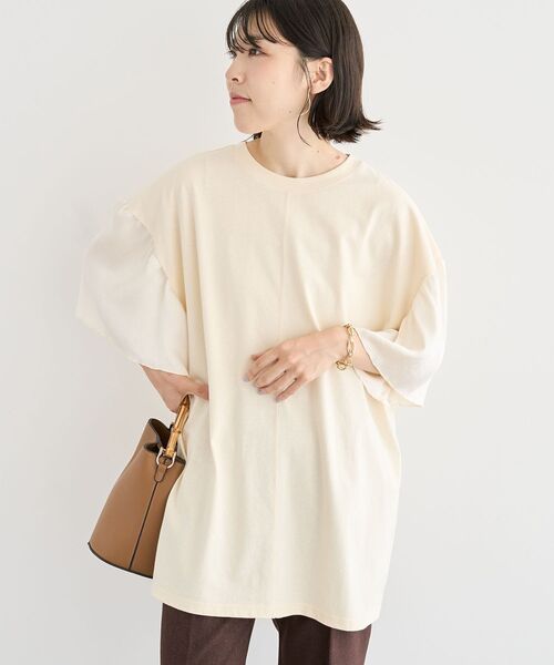 Green　Parks（グリーンパークス）の「袖サテンドッキングチュニック（チュニック・レディース・ブラウン/アイボリー/カーキ/ブラック・FREE）」の17枚目の写真