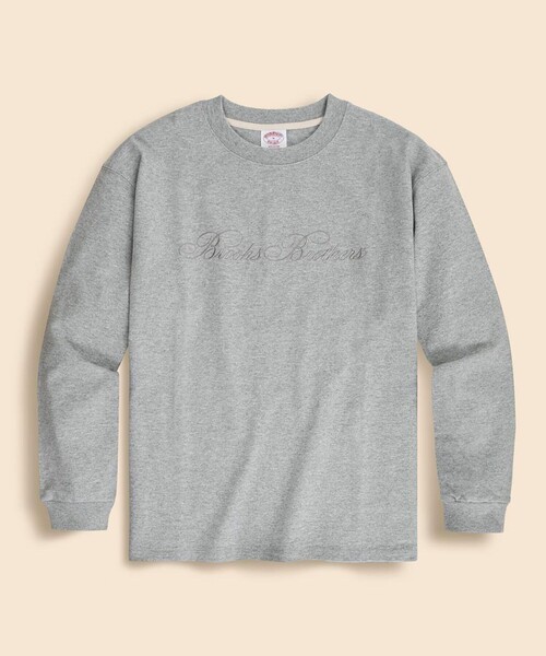 BROOKS BROTHERS（ブルックスブラザーズ）の「USAコットンジャージー　ヘビーウェイト　ロゴエンブロイダリー　ロングスリーブ　Tシャツ（Tシャツ/カットソー・メンズ・ホワイト/ネイビー/グレー・X-LARGE/X-SMALL/MEDIUM/SMALL/LARGE）」の2枚目の写真