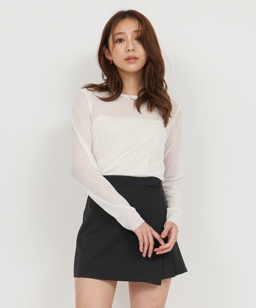 ROYAL PARTY（ロイヤルパーティー）の「キラキラシアートップス（Tシャツ/カットソー・レディース・ベージュ/ブラック/オフホワイト・FREE）」の2枚目の写真