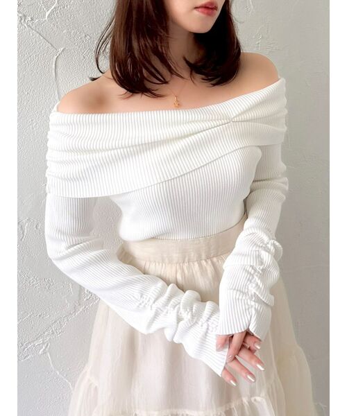 ニット セーター 2WAYアシメタックオフショルニット レディース 2WAYアシメタックオフショルニット（ニット/セーター）｜dazzlin