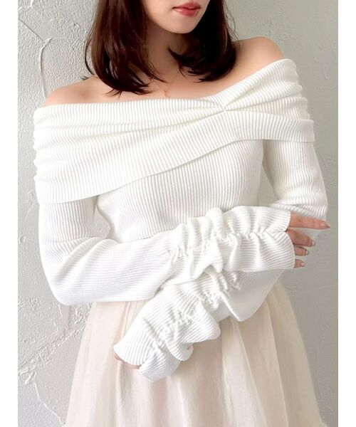 dazzlin（ダズリン）の「2WAYアシメタックオフショルニット（ニット/セーター・レディース・オフホワイト/グレー/ブラック/ピンク・FREE）」の11枚目の写真