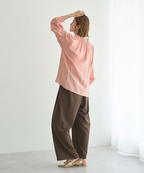 YECCA VECCA（イェッカヴェッカ）の「フリルギャザーボウタイブラウス（シャツ/ブラウス・レディース・ピンク/オフホワイト/ブラウン・FREE）」の16枚目の写真