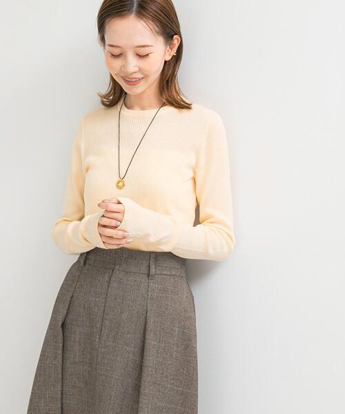 URBAN RESEARCH ROSSO WOMEN（アーバンリサーチ　ロッソ）の「シルク混リブデザインニット（ニット/セーター・レディース・ホワイト系その他/ホワイト/ネイビー/グレー・FREE）」の3枚目の写真