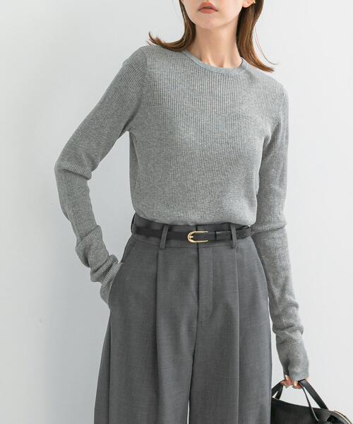 URBAN RESEARCH ROSSO WOMEN（アーバンリサーチ　ロッソ）の「シルク混リブデザインニット（ニット/セーター・レディース・ホワイト系その他/ホワイト/ネイビー/グレー・FREE）」の4枚目の写真