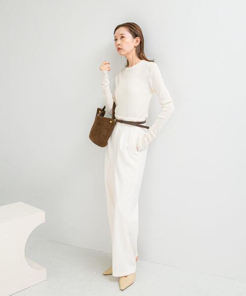 URBAN RESEARCH ROSSO WOMEN（アーバンリサーチ　ロッソ）の「シルク混リブデザインニット（ニット/セーター・レディース・ホワイト系その他/ホワイト/ネイビー/グレー・FREE）」の6枚目の写真