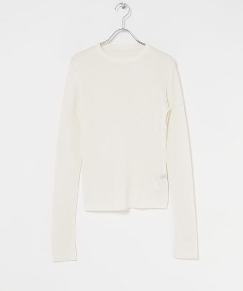 URBAN RESEARCH ROSSO WOMEN（アーバンリサーチ　ロッソ）の「シルク混リブデザインニット（ニット/セーター・レディース・ホワイト系その他/ホワイト/ネイビー/グレー・FREE）」の7枚目の写真