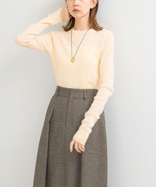 URBAN RESEARCH ROSSO WOMEN（アーバンリサーチ　ロッソ）の「シルク混リブデザインニット（ニット/セーター・レディース・ホワイト系その他/ホワイト/ネイビー/グレー・FREE）」の9枚目の写真