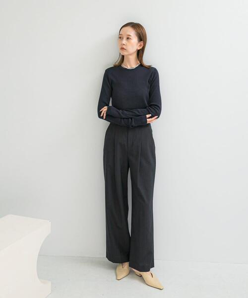 URBAN RESEARCH ROSSO WOMEN（アーバンリサーチ　ロッソ）の「シルク混リブデザインニット（ニット/セーター・レディース・ホワイト系その他/ホワイト/ネイビー/グレー・FREE）」の17枚目の写真