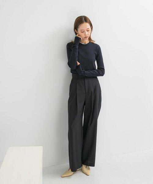 URBAN RESEARCH ROSSO WOMEN（アーバンリサーチ　ロッソ）の「シルク混リブデザインニット（ニット/セーター・レディース・ホワイト系その他/ホワイト/ネイビー/グレー・FREE）」の18枚目の写真