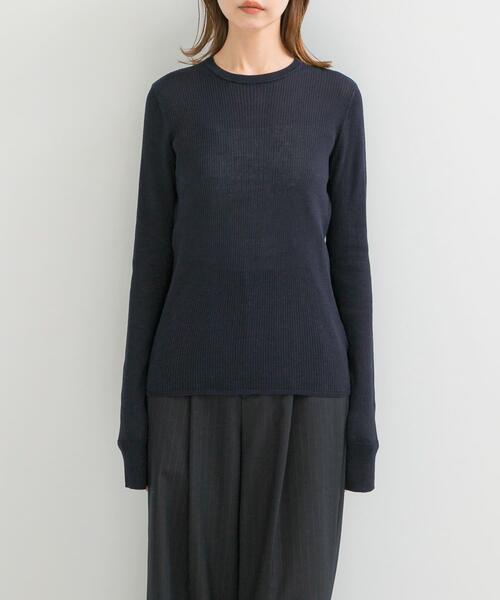 URBAN RESEARCH ROSSO WOMEN（アーバンリサーチ　ロッソ）の「シルク混リブデザインニット（ニット/セーター・レディース・ホワイト系その他/ホワイト/ネイビー/グレー・FREE）」の19枚目の写真