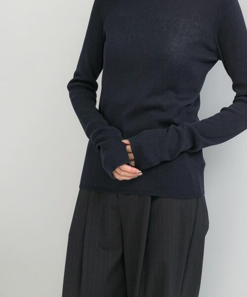 URBAN RESEARCH ROSSO WOMEN（アーバンリサーチ　ロッソ）の「シルク混リブデザインニット（ニット/セーター・レディース・ホワイト系その他/ホワイト/ネイビー/グレー・FREE）」の5枚目の写真