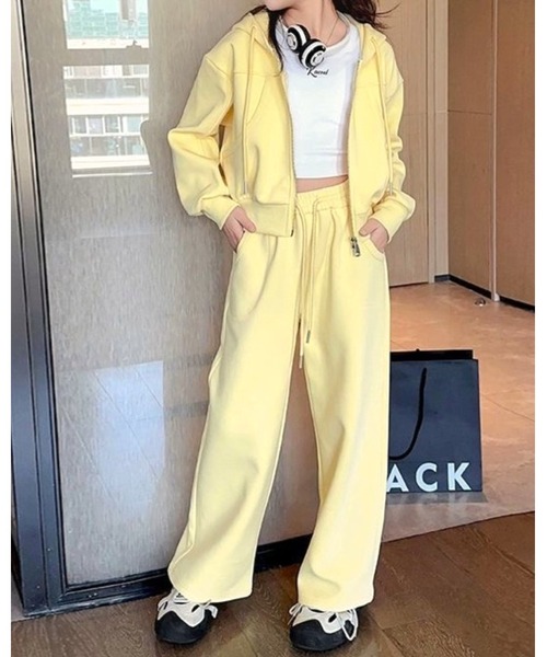 CHEER（チアー）の「切り替えストレッチパーカーセットアップ（セットアップ・レディース・イエロー/ブルー・140cm/150cm/160cm）」の3枚目の写真