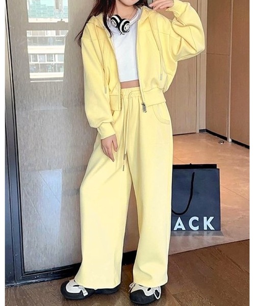 CHEER（チアー）の「切り替えストレッチパーカーセットアップ（セットアップ・レディース・イエロー/ブルー・140cm/150cm/160cm）」の4枚目の写真