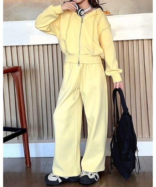CHEER（チアー）の「切り替えストレッチパーカーセットアップ（セットアップ・レディース・イエロー/ブルー・140cm/150cm/160cm）」の5枚目の写真