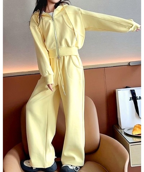 CHEER（チアー）の「切り替えストレッチパーカーセットアップ（セットアップ・レディース・イエロー/ブルー・140cm/150cm/160cm）」の7枚目の写真