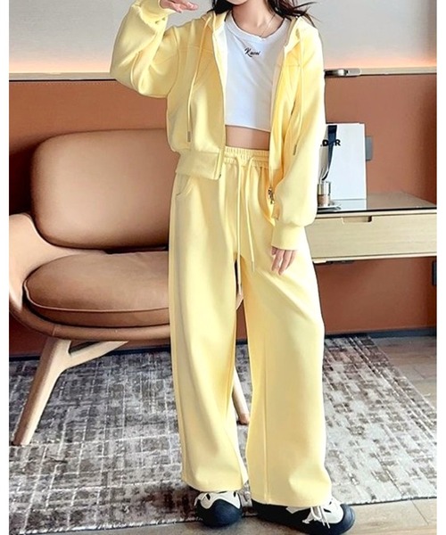 CHEER（チアー）の「切り替えストレッチパーカーセットアップ（セットアップ・レディース・イエロー/ブルー・140cm/150cm/160cm）」の8枚目の写真