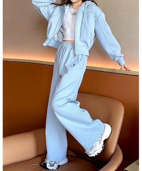 CHEER（チアー）の「切り替えストレッチパーカーセットアップ（セットアップ・レディース・イエロー/ブルー・140cm/150cm/160cm）」の14枚目の写真