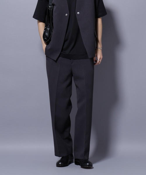 NANO universe（ナノユニバース）の「Reflax(R) ダブルクロスウェザーストレートパンツ(セットアップ可)（その他パンツ・メンズ・チャコール/ブラック・M/L）」の3枚目の写真