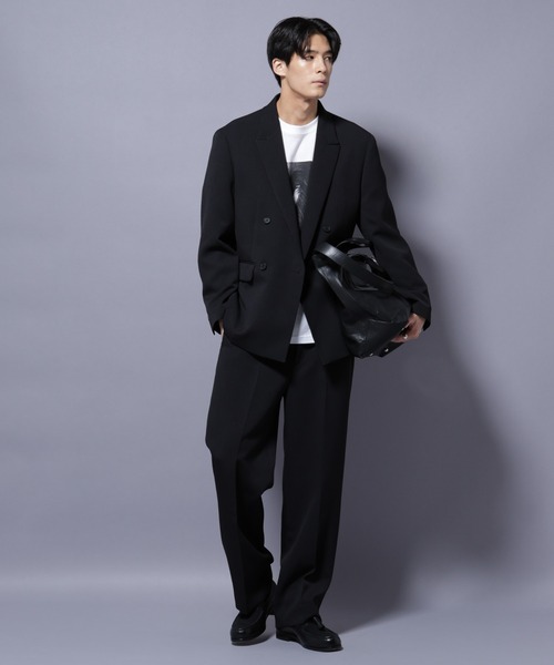 NANO universe（ナノユニバース）の「Reflax(R) ダブルクロスウェザーストレートパンツ(セットアップ可)（その他パンツ・メンズ・チャコール/ブラック・M/L）」の12枚目の写真