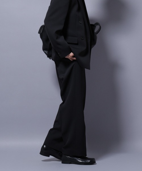 NANO universe（ナノユニバース）の「Reflax(R) ダブルクロスウェザーストレートパンツ(セットアップ可)（その他パンツ・メンズ・チャコール/ブラック・M/L）」の10枚目の写真