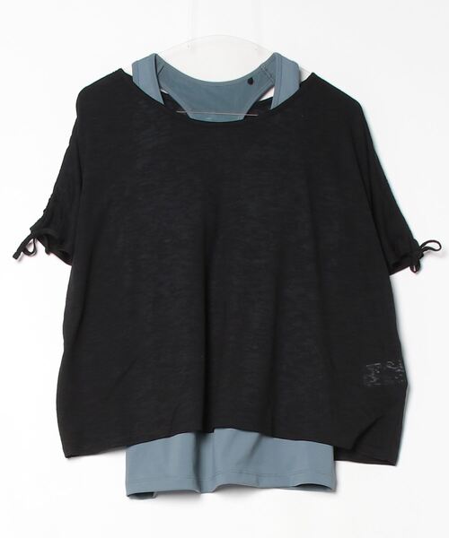 TIGORA（ティゴラ）の「ティゴラ TIGORA タンクトップセットTシャツ（Tシャツ/カットソー・レディース・ワイン/ブラック×グリーン・S/M/L/XL）」の2枚目の写真