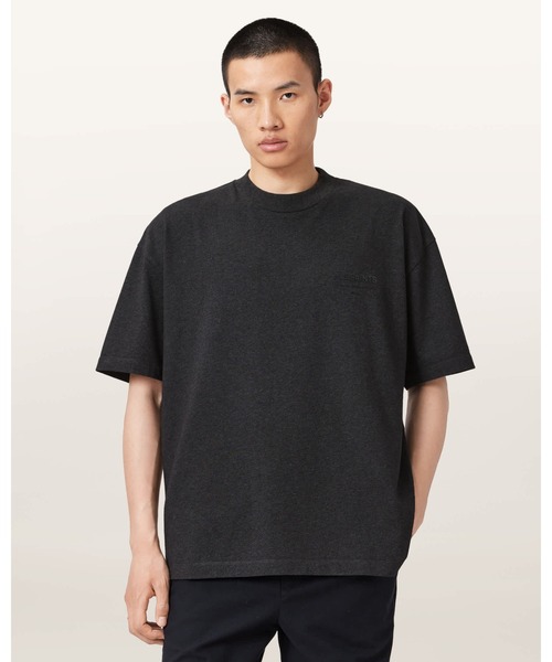 ALLSAINTS(オールセインツ)の「XANDER FLOCKED LOGO OVERSIZED T-SHIRT | XANDER フロック加工 ロゴ オーバーサイズ Tシャツ(Tシャツ/カットソー・メンズ・グレー系その他・S/M/L/XL/XS)」の1枚目の写真