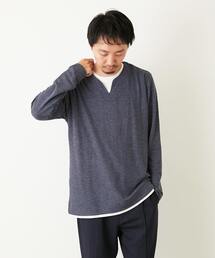 MEN'S MELROSE（メンズメルローズ）の「リンクスストライプ フェイクレイヤーキーネックTシャツ（Tシャツ/カットソー）」