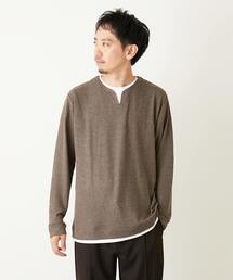 MEN'S MELROSE（メンズメルローズ）の「リンクスストライプ フェイクレイヤーキーネックTシャツ（Tシャツ/カットソー・メンズ）」
