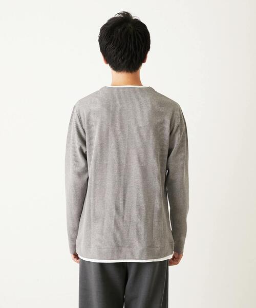 MEN'S MELROSE(メンズメルローズ)の「リンクスストライプ フェイクレイヤーキーネックTシャツ(Tシャツ/カットソー・メンズ・グレー/ブラウン/ネイビー・3/4/2)」の16枚目の写真