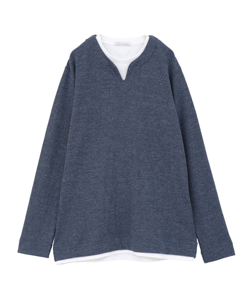 MEN'S MELROSE(メンズメルローズ)の「リンクスストライプ フェイクレイヤーキーネックTシャツ(Tシャツ/カットソー・メンズ・グレー/ブラウン/ネイビー・3/4/2)」の11枚目の写真